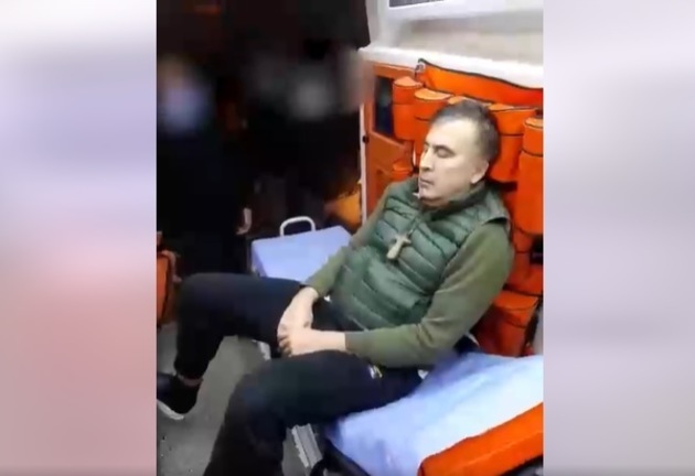 The Special Penitentiary Service of Georgia's video screenshot. Saakashvili is transported from prison to hospital, November 8, 2021