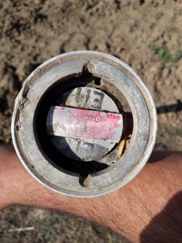 Pieces of cluster warhead fired from Smerch MLRS found in Goranboy (PHOTO)