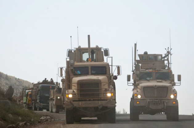 U.S. military equipment transport convoy enters Syria via Iraq