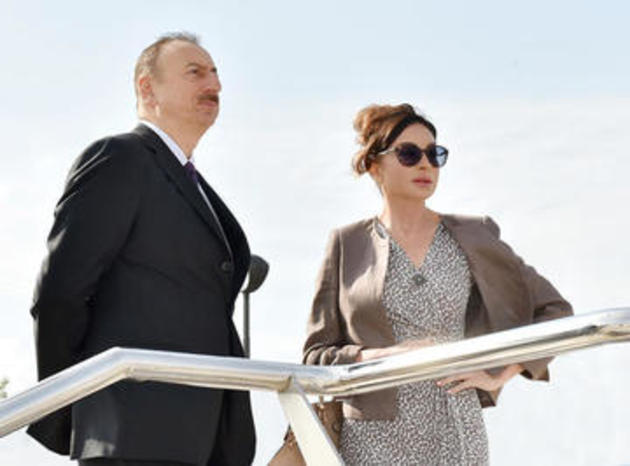 Azerbaijani president, first lady visit secondary school No 1 and Saint Elisæus Jotaari Church in Nij settlement, Gabala