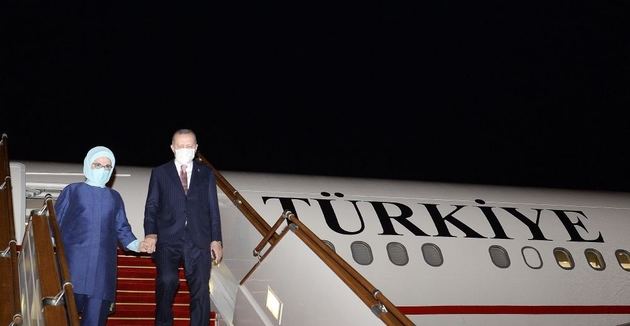 Erdogan arrives in Azerbaijan on official visit