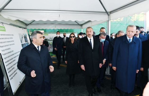 Ilham Aliyev and Erdogan view works done under “smart village” project in Zangilan