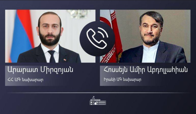 Armenian and Iranian FMs hold phone talks