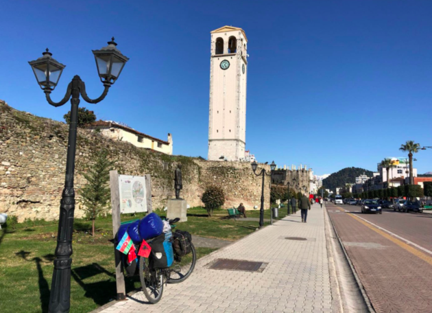 Azerbaijani traveler reaches Albania riding a bike