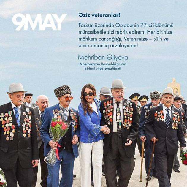 Mehriban Aliyeva congratulates Azerbaijani veterans on Day of Victory over Fascism