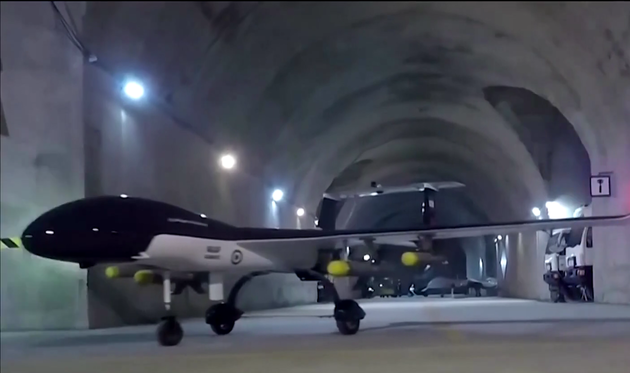 Iran shows off underground drone base