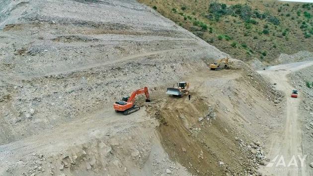 Construction of Gubadli - Eyvazli highway continues in Azerbaijan
