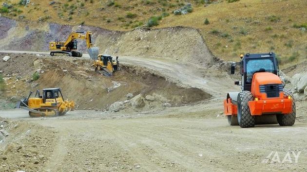 Construction of Gubadli - Eyvazli highway continues in Azerbaijan