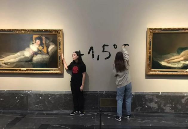 Climate activists glue their hands to Goya&#039;s paintings at Prado Museum in Spain