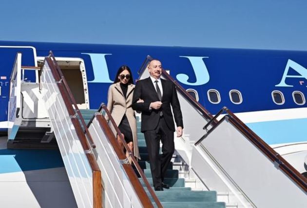 Ilham Aliyev and Mehriban Aliyeva arrive in Turkmenistan on visit