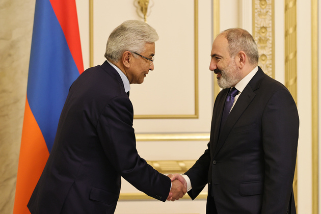 Prime Minister of Armenia website. Nikol Pashinyan and CSTO Secretary General Imangali Tasmagambetov, March 17, 2023