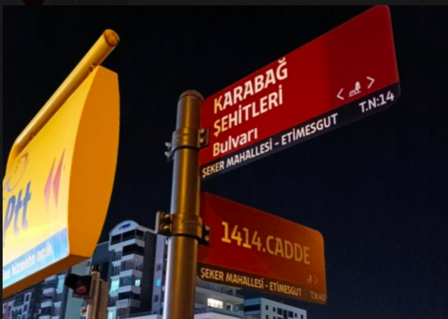 &quot;Boulevard of Karabakh Martyrs&quot; appears in Ankara