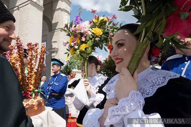 Procession of Caucasus and South of Russia representatives take place at wedding festival at VDNKh in Moscow