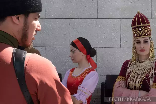 Procession of Caucasus and South of Russia representatives take place at wedding festival at VDNKh in Moscow