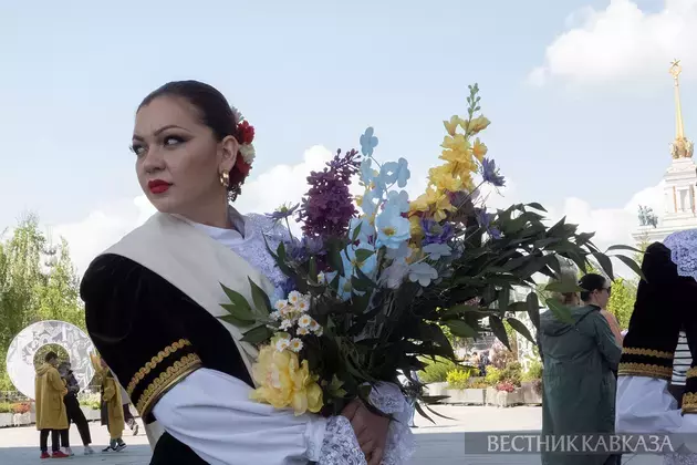 Procession of Caucasus and South of Russia representatives take place at wedding festival at VDNKh in Moscow