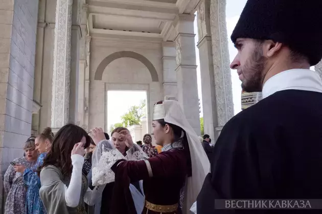 Procession of Caucasus and South of Russia representatives take place at wedding festival at VDNKh in Moscow