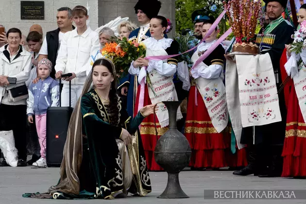 Procession of Caucasus and South of Russia representatives take place at wedding festival at VDNKh in Moscow