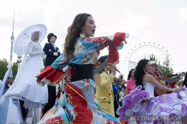 Procession of Caucasus and South of Russia representatives take place at wedding festival at VDNKh in Moscow