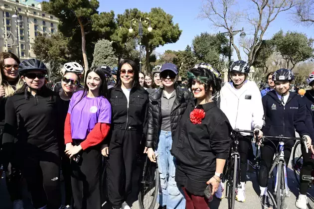 Leyla Aliyeva participates in March 8 bike ride in Baku
