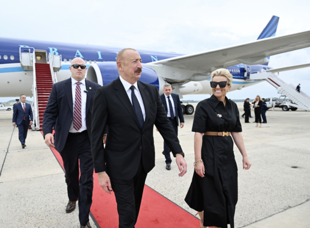 Ilham Aliyev arrives in Washington