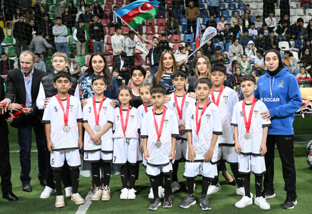 Leyla, Arzu and Alena Aliyeva attend mini-football tournament held among orphanage teams