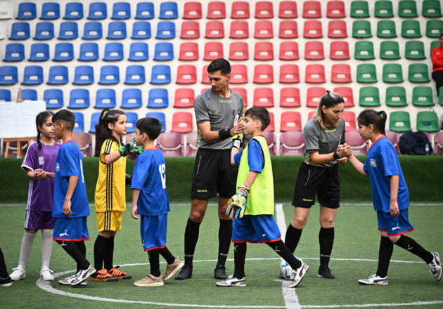 Leyla, Arzu and Alena Aliyeva attend mini-football tournament held among orphanage teams