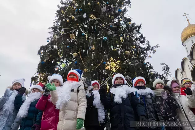 Russia's main national Christmas tree lit up in Kremlin