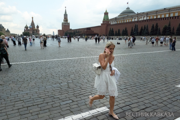 A tourist on Red Square in Moscow
