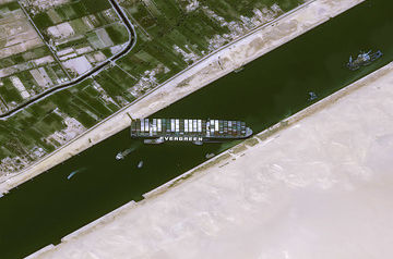Cargo ship in Suez canal budged 