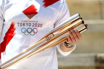 Olympic torch being carried through Japan