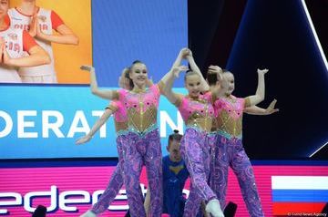 Russian gymnasts grab gold in aerobic dance program in Baku