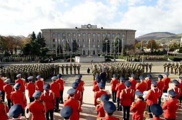 Ilham Aliyev attends military parade in Khankendi