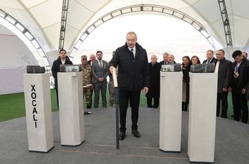 Ilham Aliyev lays foundation stone for Khojaly tragedy memorial