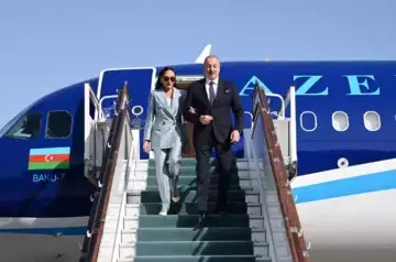 Ilham Aliyev and Mehriban Aliyeva arrive in Tashkent