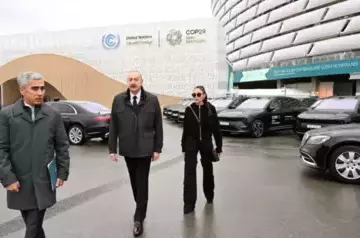 Ilham Aliyev and Mehriban Aliyeva visit Baku Olympic Stadium prior to COP29