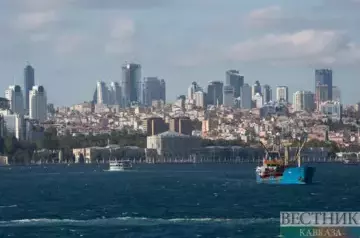 Cargo ship keels over at Istanbul port