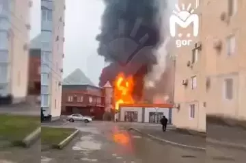 Gas station on fire in Grozny