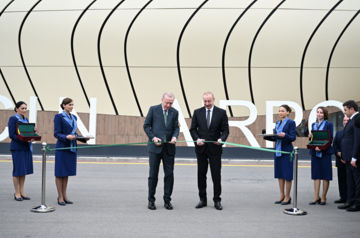 Ilham Aliyev and Recep Tayyip Erdogan officially open Lachin Airport