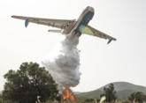Russian Be-200 amphibious plane helping to put out wildfire in Athens’ suburb