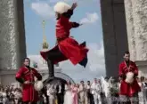 Procession of Caucasus and South of Russia representatives take place at wedding festival at VDNKh in Moscow