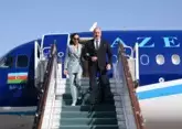 Ilham Aliyev and Mehriban Aliyeva arrive in Tashkent