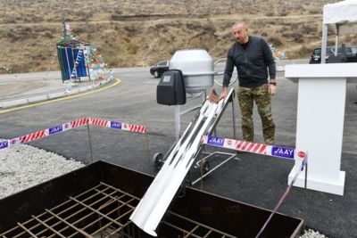 Ilham Aliyev lays foundation for Talish-Naftalan highway