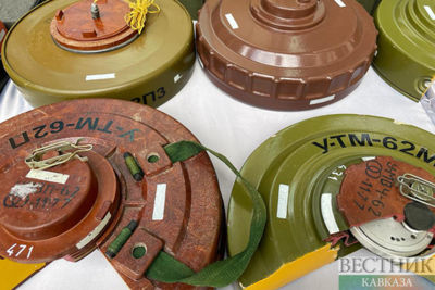 Tractor explodes on landmine today in Azerbaijan's Khojaly