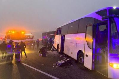 Chain-reaction collision on Turkish motorway caused by dense fog