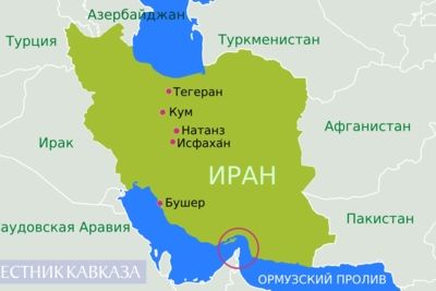 Карта Ирана с Ормузским проливом